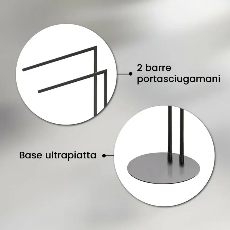 Piantana portasciugamani da appoggio in acciaio nero opaco Style