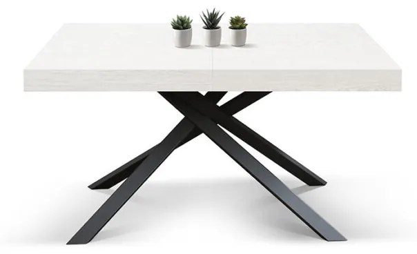 Tavolo FORTE DEI MARMI bianco frassinato allungabile con base antracite 180×90 cm – 260×90 cm