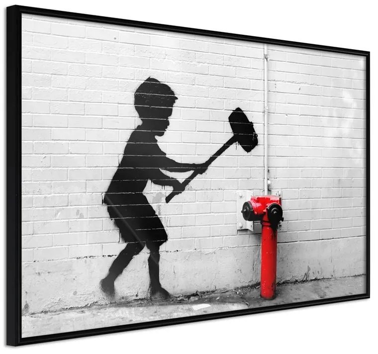 Poster  Banksy: Hammer Boy  Cornice Quadri Cornice nera, Larghezza x Altezza Home decor 30x20