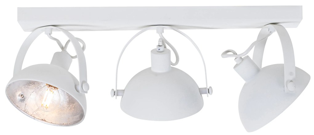 Plafoniera industriale bianca con argento 3 luci orientabili - Magnax