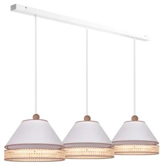Duolla - Lampadario a sospensione con filo AVIGNON 3xE27/15W/230V bianco/rattan