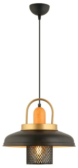 Lampadario a sospensione con cavo MONZA 1xE27/40W/230V Ø 32 cm nero/oro