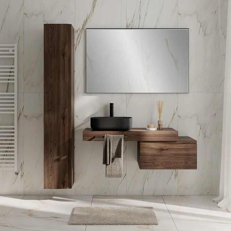 Colonna Step L30 H180 P32 con 1 anta reversibile a chiusura ammortizzata, noce walnut