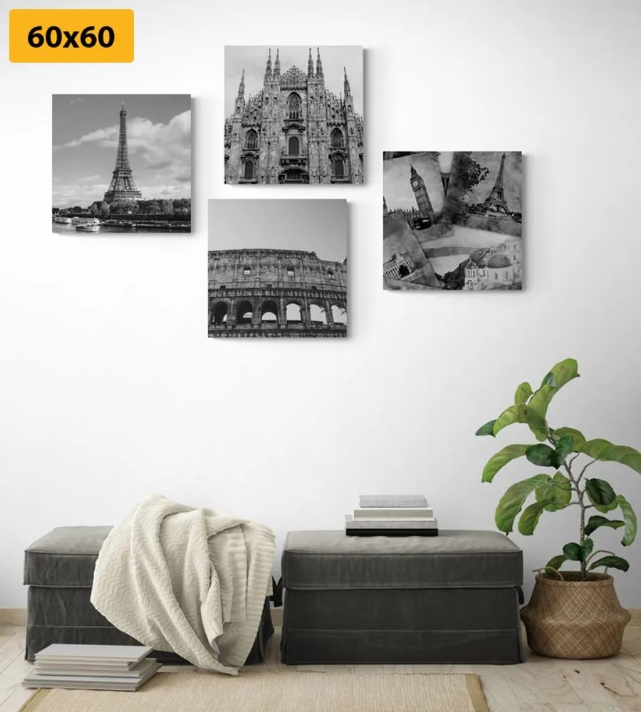 Set di quadri – Tocco di storia in bianco e nero