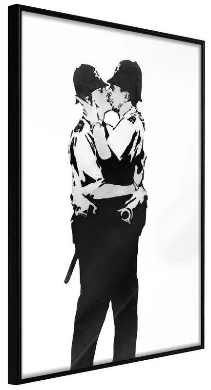 Poster  Banksy: Kissing Coppers I  Cornice Quadri Cornice nera, Larghezza x Altezza Home decor 20x30