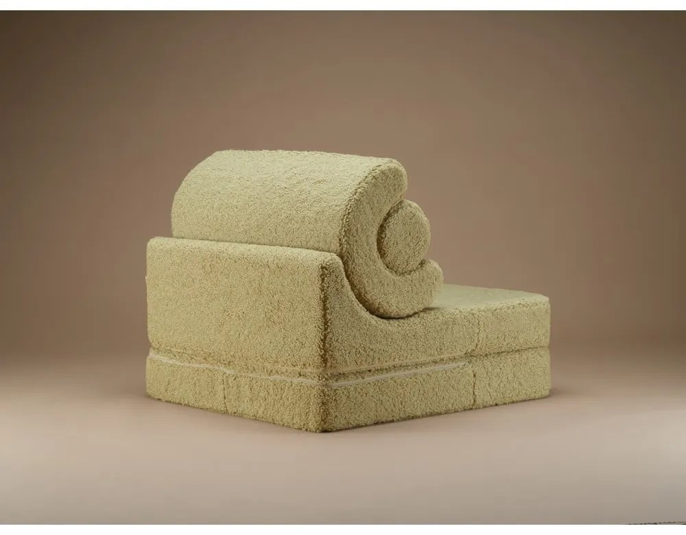 Poltrona per bambini verde con rivestimento in bouclé Flipster – Wigiwama