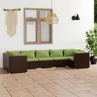 Set Divani da Giardino 7 pz con Cuscini in Polyrattan Marrone 3101956