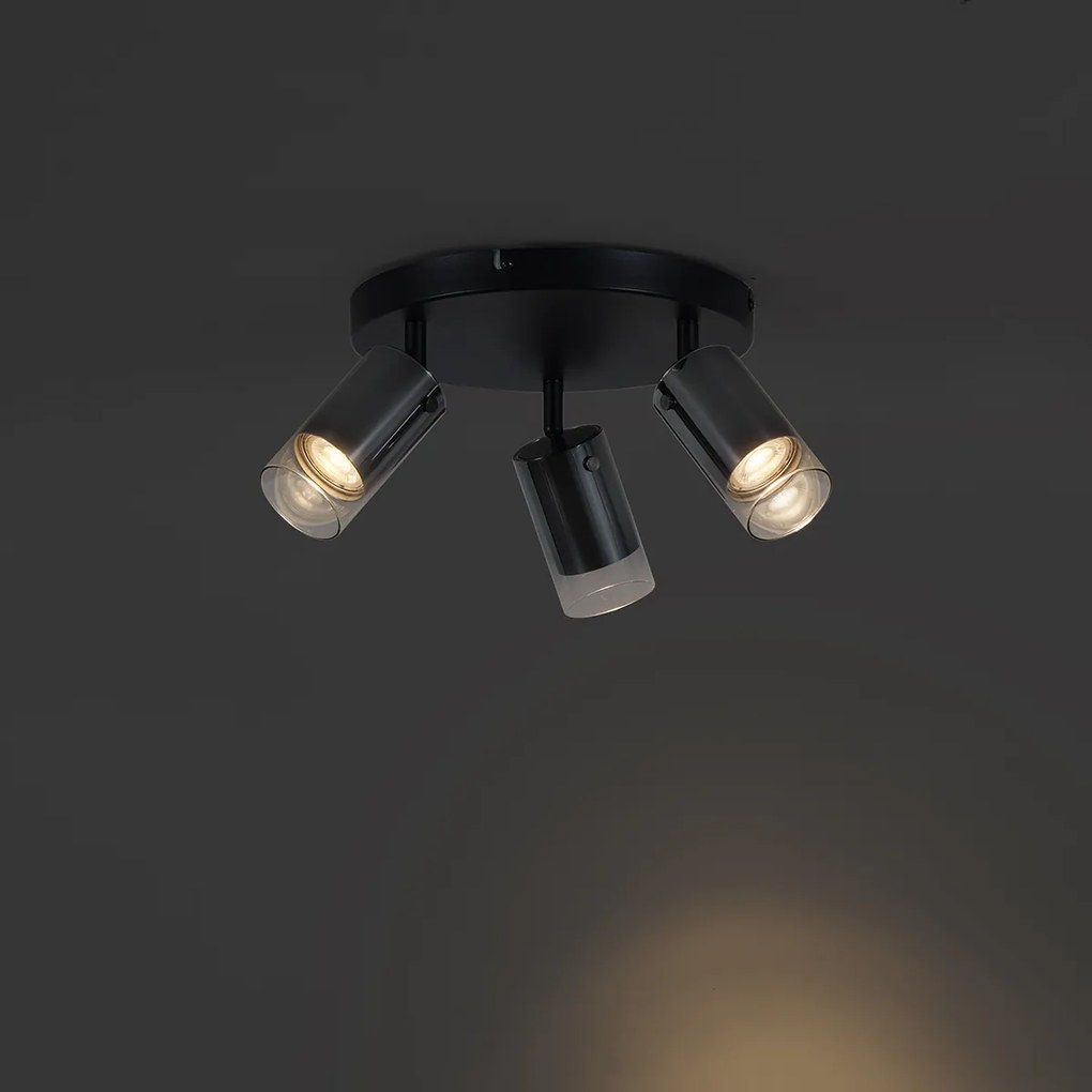 Faretto da soffitto color canna di fucile rotondo a 3 luci ruotabile e regolabile - Drain