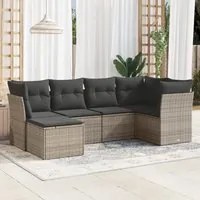 Set Divano da Giardino 6 pz con Cuscini Grigio in Polyrattancod mxl 87267