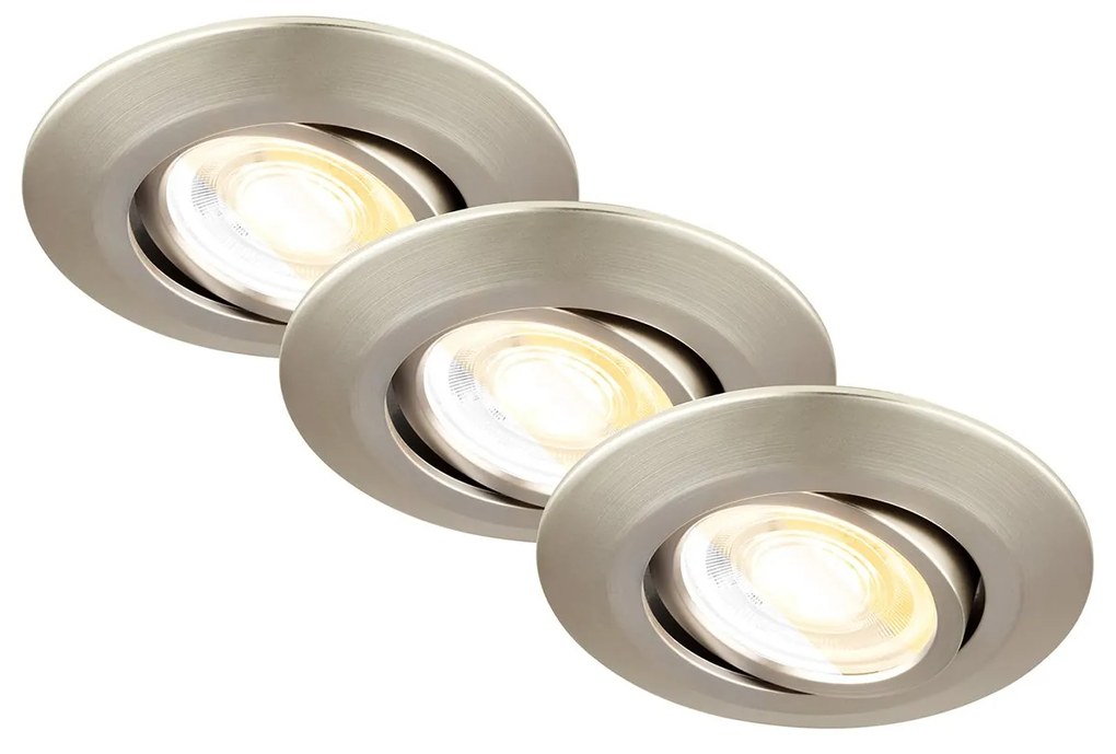 Set 3 Faretti Incasso Klira Plastica Nichel Satinato A Led 4,9W Ip23