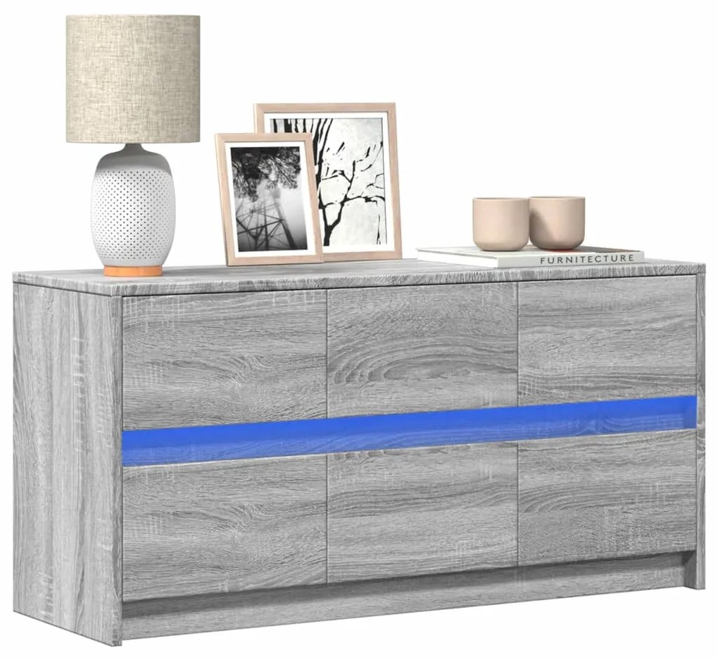 Mobile Porta Tv Con Led Grigio Sonoma 100x34x50cm İn Truciolato /