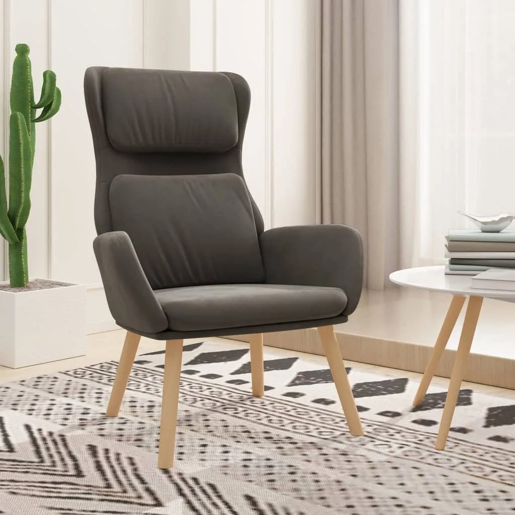 Sedia Relax Grigio Scuro İn Velluto /