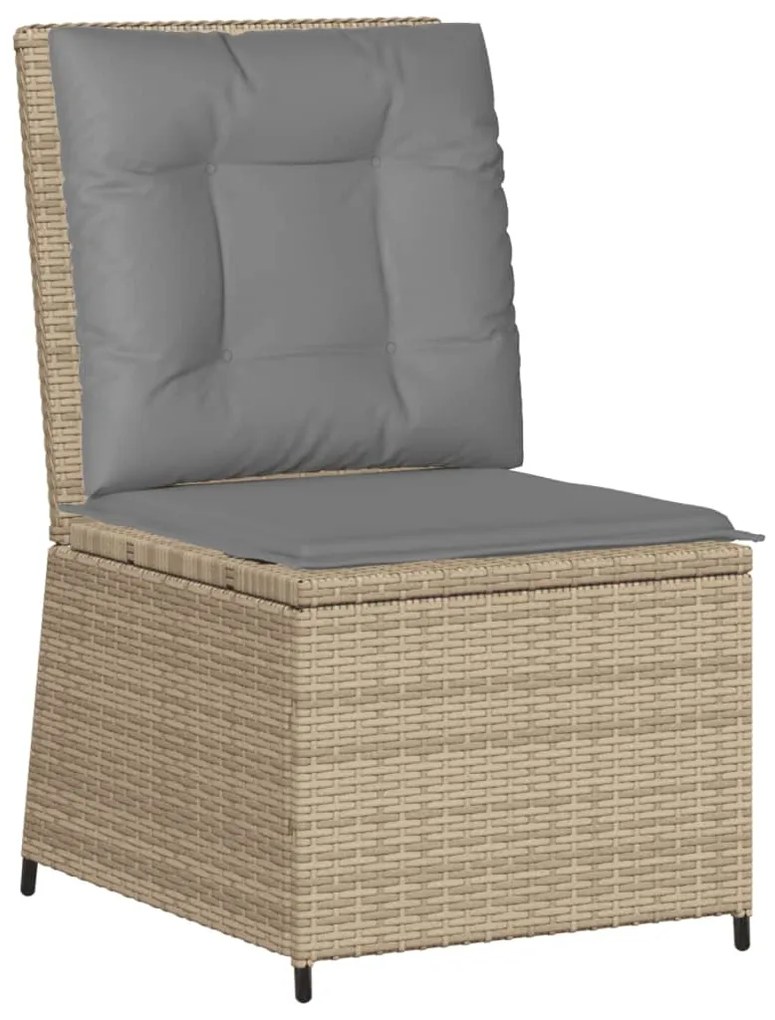 Divano reclinabile da giardino con cuscini beige in polyrattan