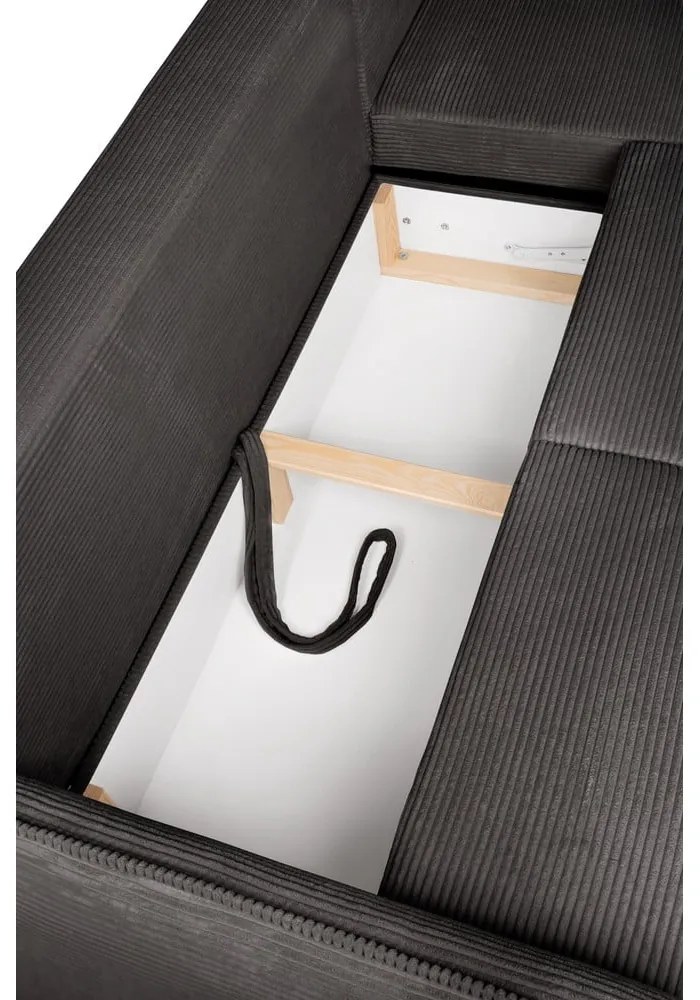 Divano angolare grigio allungabile (con penisola a destra) con rivestimento in velluto a coste Tori – Bonami Selection