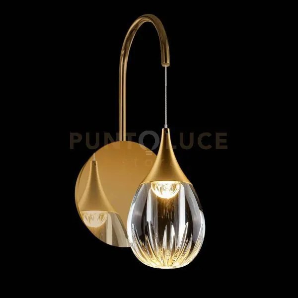 Lampada da parete stilla, acrilico trasparente, struttura oro satin...
