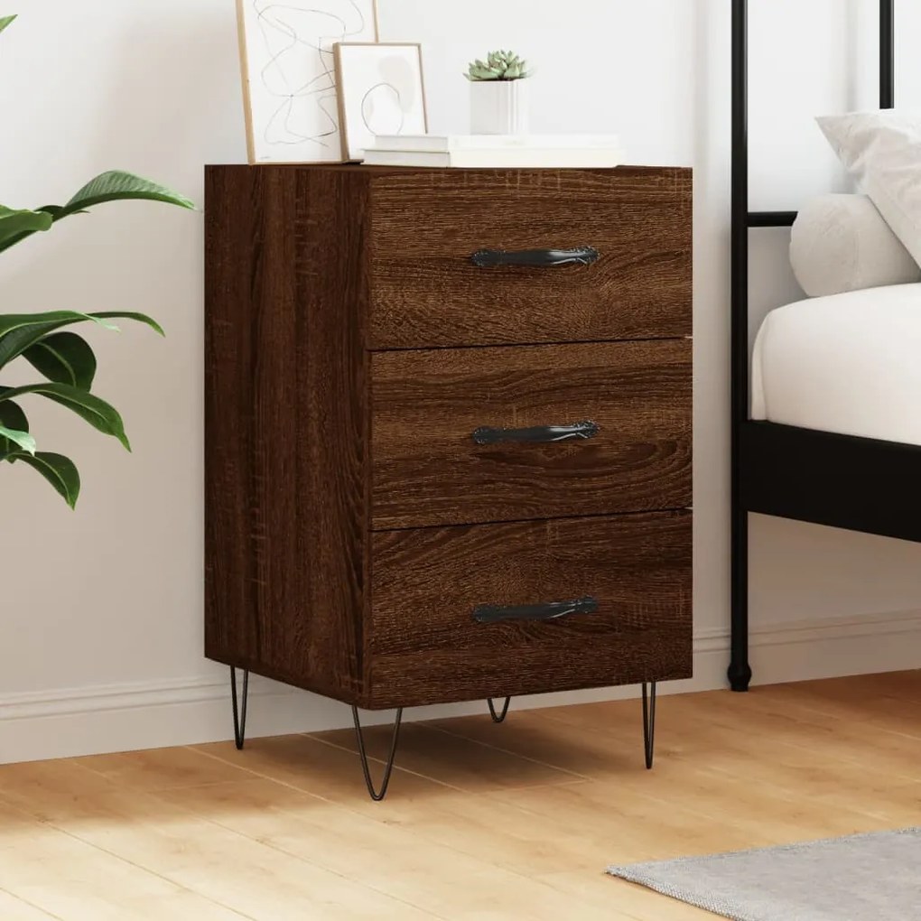 Comodino Rovere Marrone 40x40x66 Cm İn Legno Multistrato /