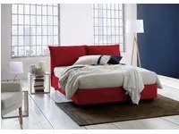 Letto matrimoniale Antonia, Letto contenitore con rivestimento in tessuto, Made in Italy, Apertura frontale, adatto per materasso cm 160x200, Rosso