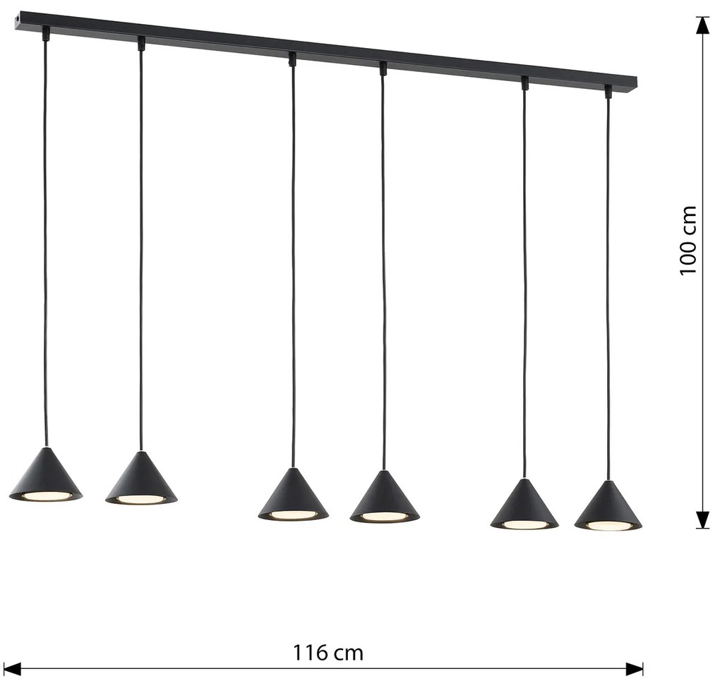 Sospensione Minimal Skadi 6 Luci In Acciaio Nero