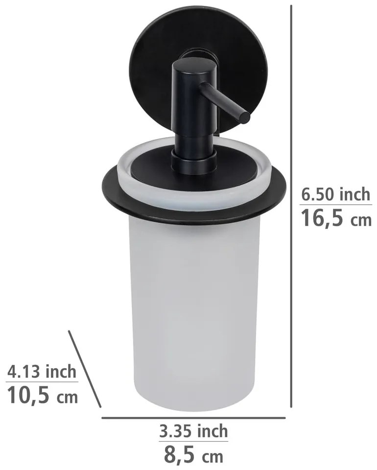 Dispenser di sapone in vetro nero opaco autoportante 150 ml Bivio - Wenko