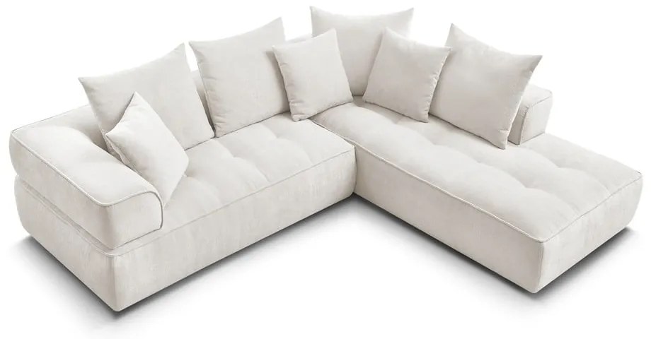 Divano angolare beige (penisola a destra/a L) con rivestimento in ciniglia Whesley – Bobochic Paris