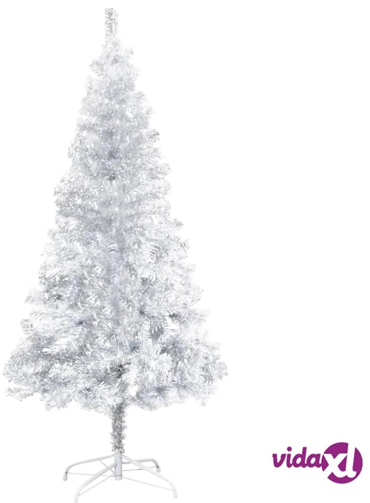 vidaXL Albero di Natale Preilluminato con Supporto Argento 120 cm PET