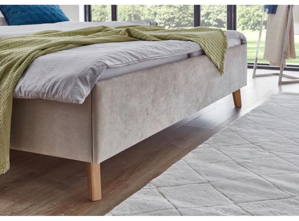 Letto matrimoniale imbottito beige con rete inclusa 160x200 cm Piano – Meise Möbel