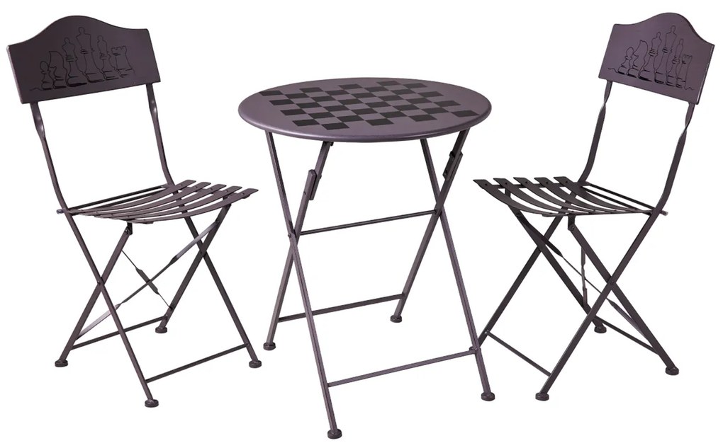 Set tavolino grigio scacchiera con 2 sedie Game