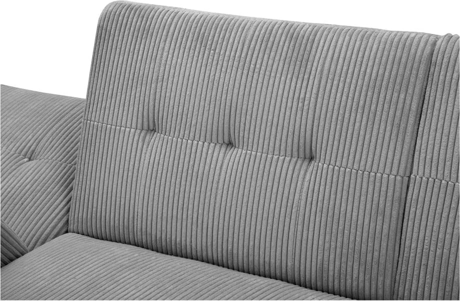 Divano letto angolare in velluto a coste grigio chiaro Hartford - Støraa