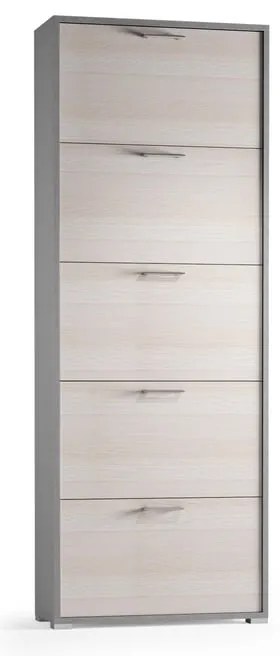 Scarpiera 5 ante a ribalta singola prof L 67 x H 184 x P 18 cm 15 paia, larice