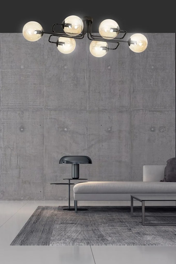 Lampadario da soffitto BRENDI 6 in acciaio e vetro 6xE14