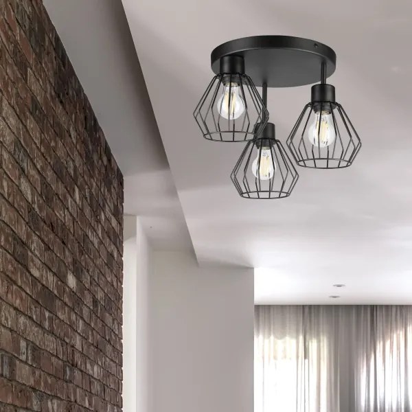 Lampadario a plafone AUDREY 3xE27/60W/230V nero