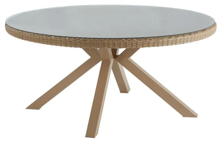 Tavolo da pranzo per giardino Medena NATERIAL in alluminio con piano in vetro grigio per 6 persone Ø 160 cm