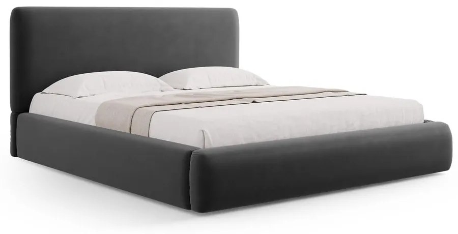 Letto matrimoniale imbottito grigio scuro con contenitore e doghe 140x200 cm Colonel - Cosmopolitan Design