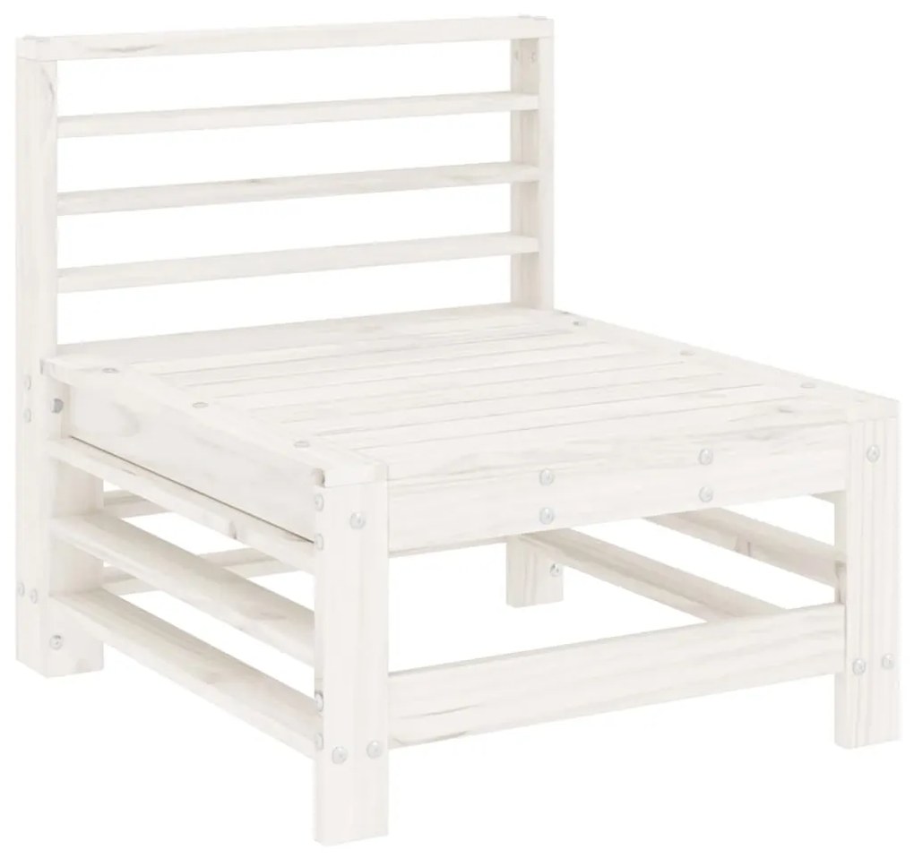 Set salotto da giardino 3 pz bianco in legno massello di pino