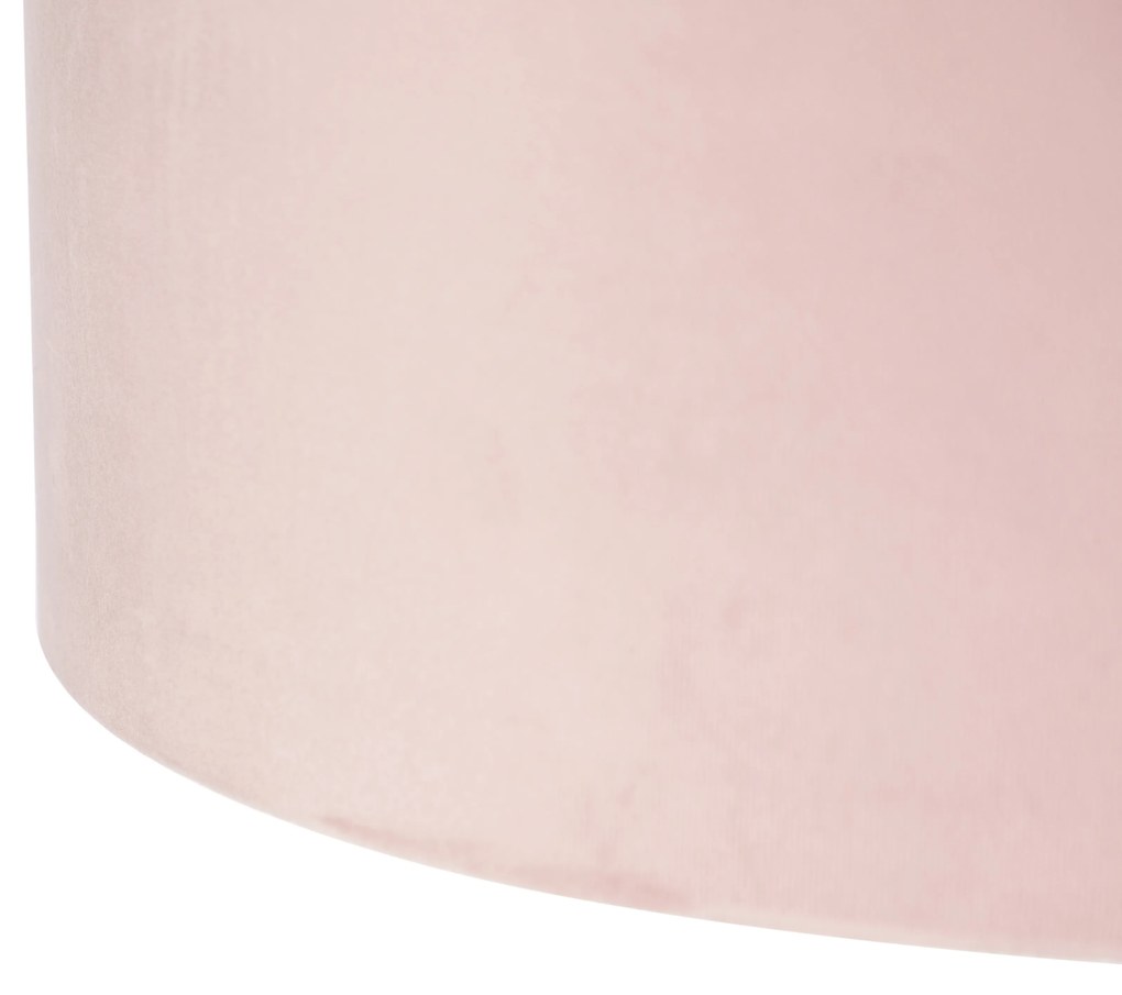 Lampada a sospensione nera con paralumi in velluto rosa e oro 35 cm 2 luci - Blitz
