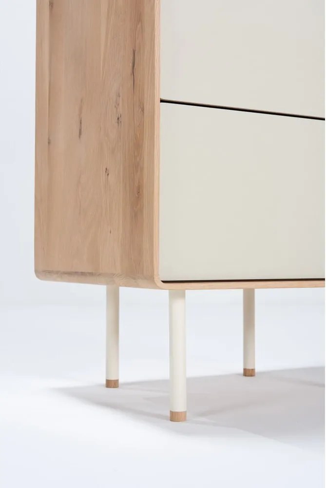 Cassettiera alta bianca in legno di quercia con 3 cassetti 60x100 cm Fina - Gazzda