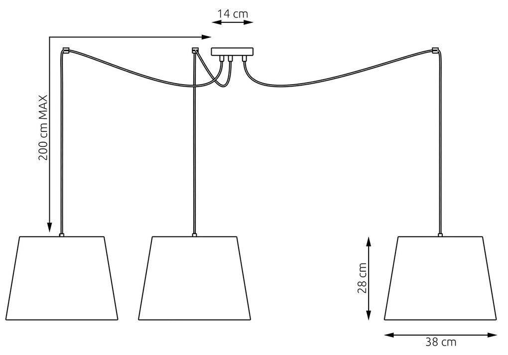 Sospensione 3 Luci Iside Con Fermacavi E Paralumi Grigio E Beige