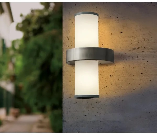 EGLO 86541 - Applique da esterno BEVERLY 2xE27/60W argento / bianco