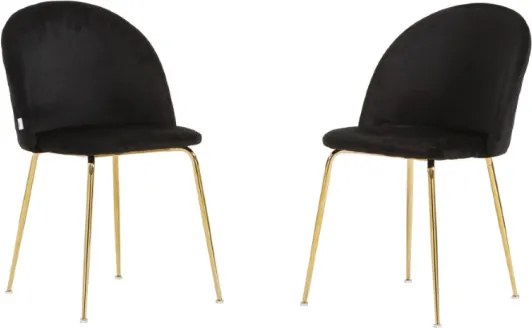 Sedia da pranzo in velluto Nero con gambe in metallo Oro - PARIS 2 sedie