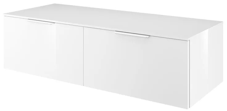 Mobile da bagno sotto lavabo Neo bianco laccato lucido L 120 x H 33 x P 48 cm 2 cassetti, lavabo non incluso