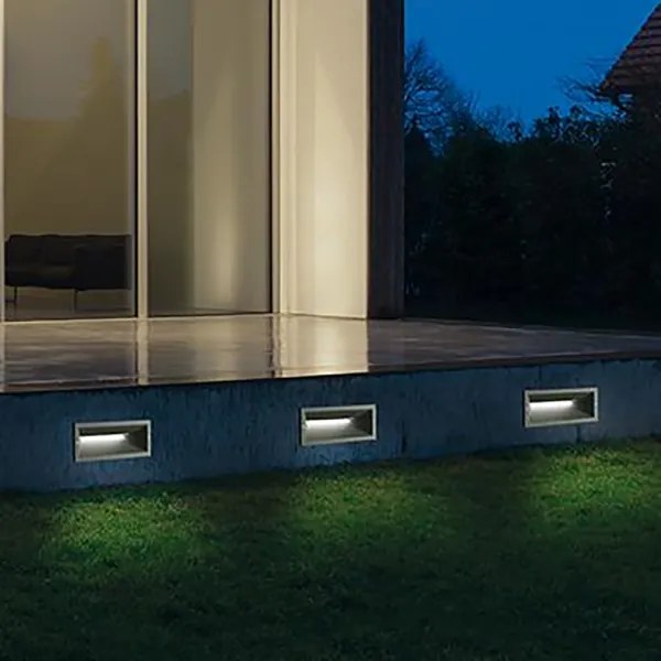 Lampada applique a incasso SHADE 25x9 cm per esterni in alluminio Silver