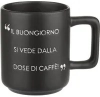 Mug nera con scritta 320 ml in stoneware