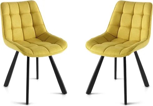 Sedia da cucina in tessuto Giallo gambe metallo FRIEDIC set 2 pz