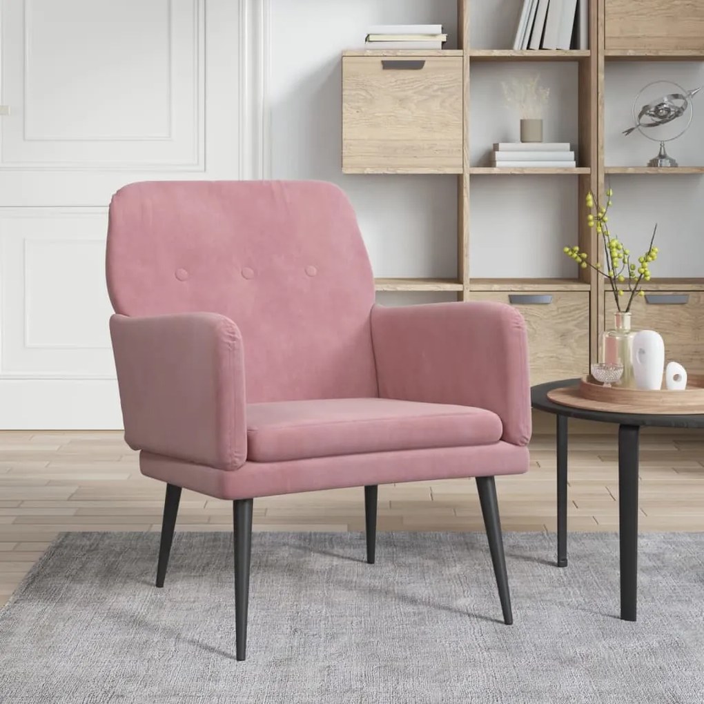 Poltrona Rosa 62x79x79 Cm Velluto /