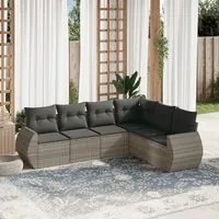 Set Divano da Giardino 6pz con Cuscini Grigio Chiaro Polyrattan 3221411