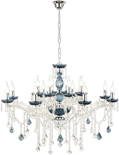 Lampadario a sospensione DAMASCO D95 cm con decorazioni in cristallo Ottanio 16 Luci