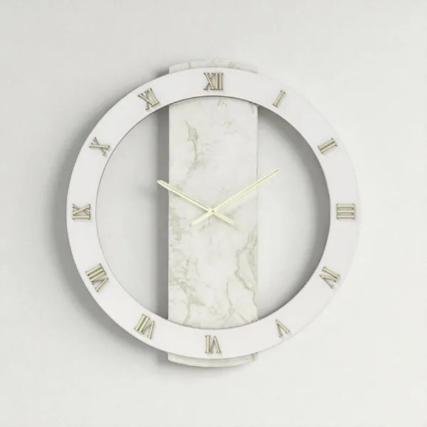 Orologio rotondo D80 cm NOAH in legno rivestito con parato Oro