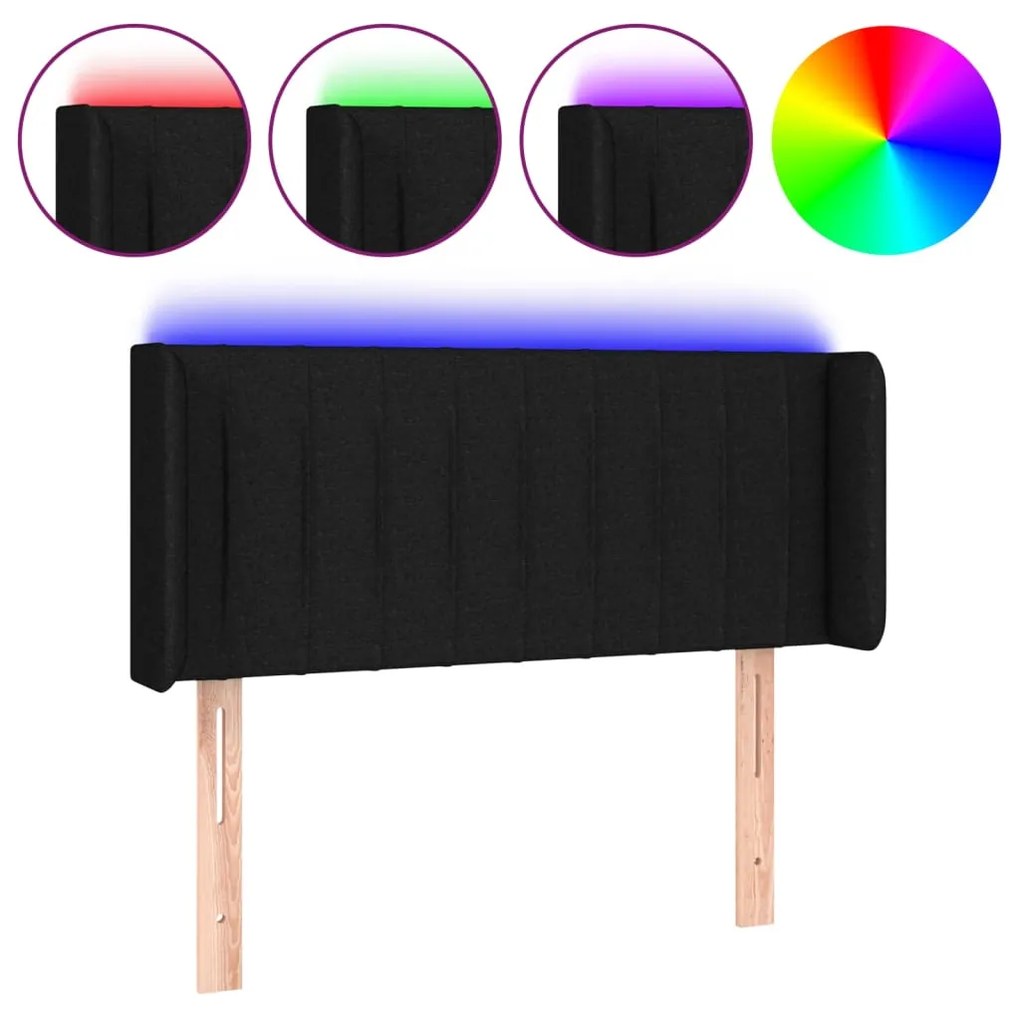 Testiera a led nera 83x16x78/88 cm in tessuto