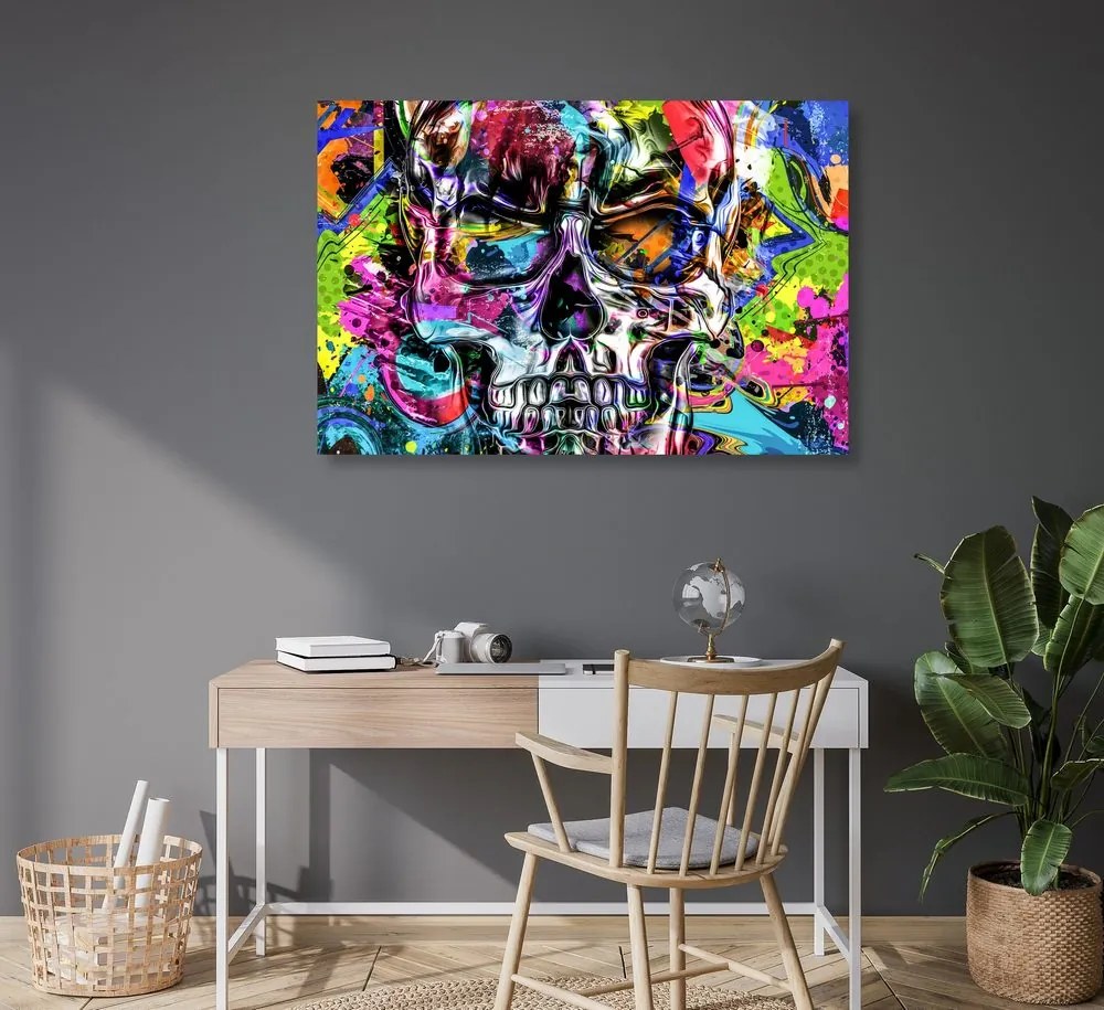 Stampa su tela – Teschio artistico colorato