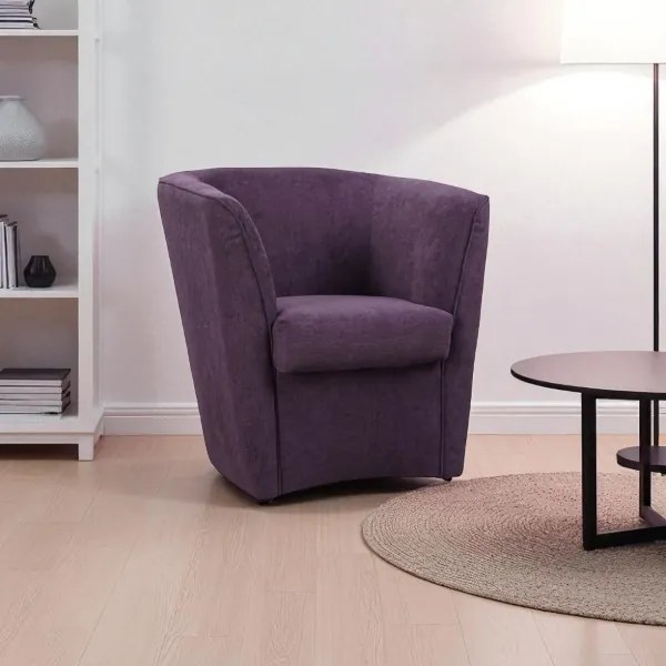 Poltrona viola moderna in tessuto antimacchia con seduta imbottita